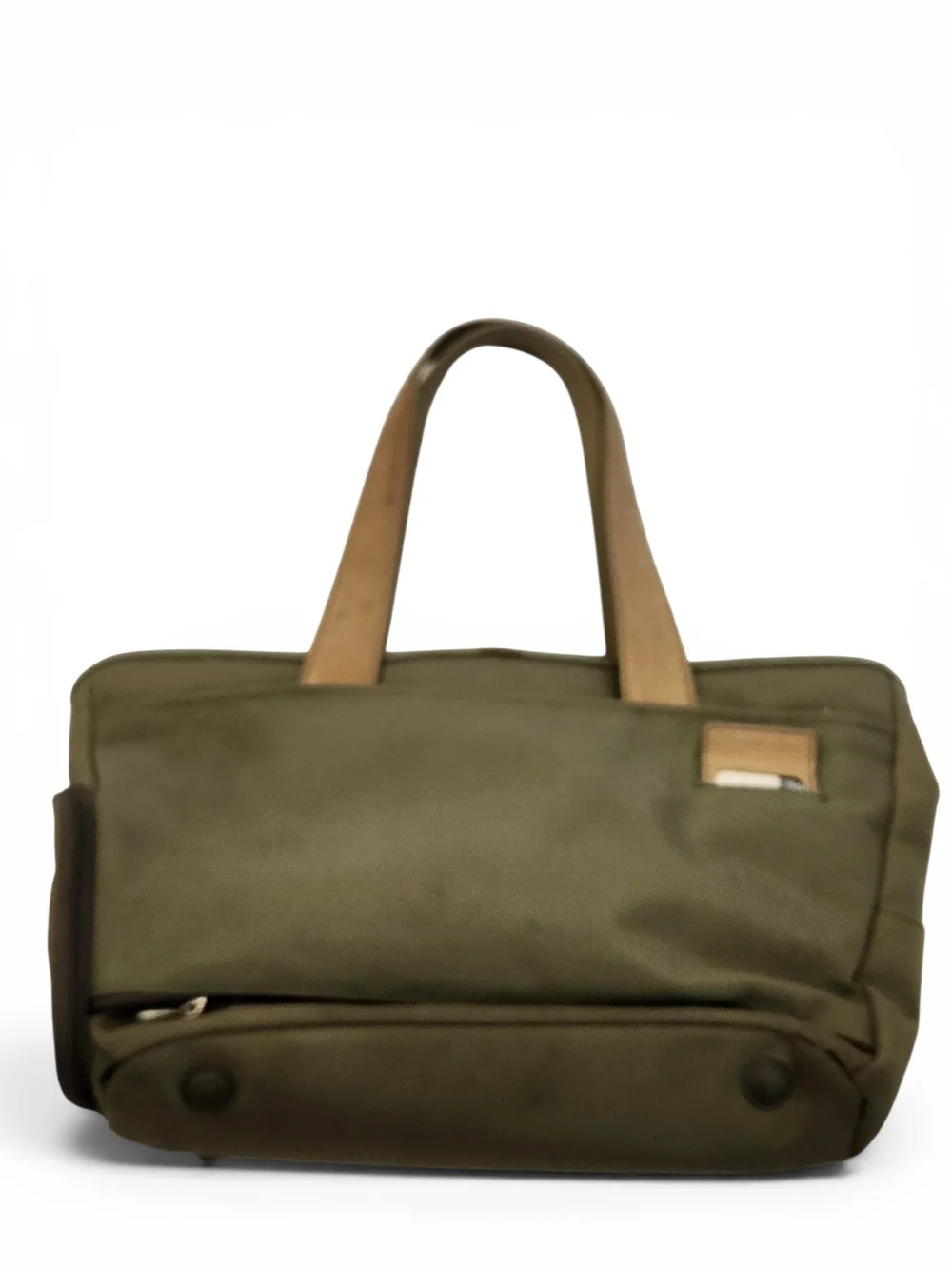 Briggs & Riley Olive Canvas Tote with Tan Leather Handles